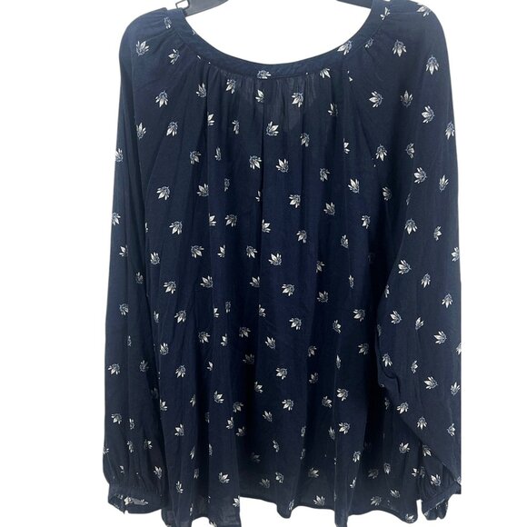 Old Navy Women’s Floral Button-Down Long-Sleeve Navy Blouse XL Office Career - Picture 7 of 8